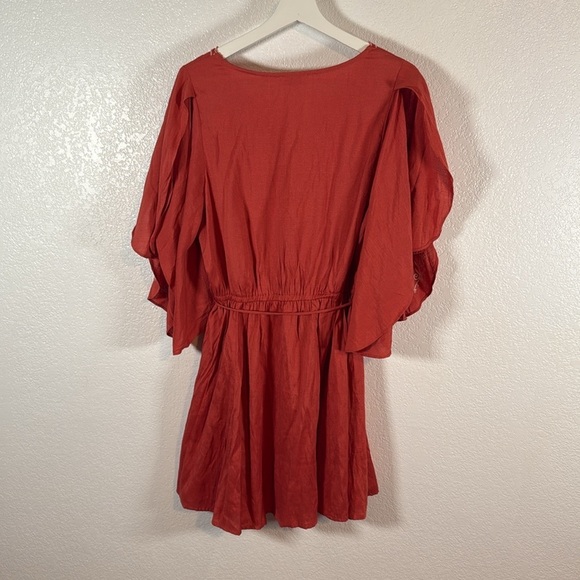 Umgee Orange Floral Embroidered Boho Mini Dress Size Medium - Picture 4 of 7